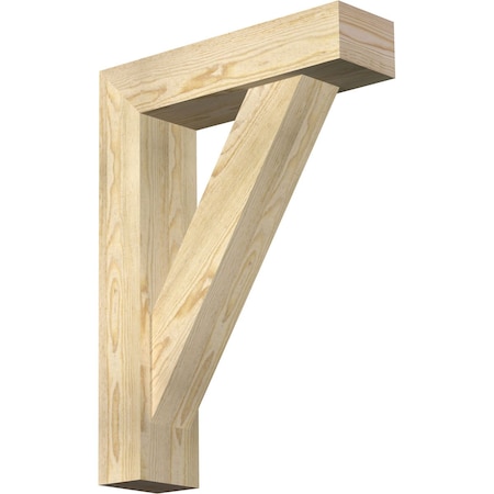 Ekena Millwork Traditional Block Rough Sawn Bracket w/ Offset Brace, Douglas Fir, 6"W x 22"D x 30"H BKT0604X22X30TRA05RDF